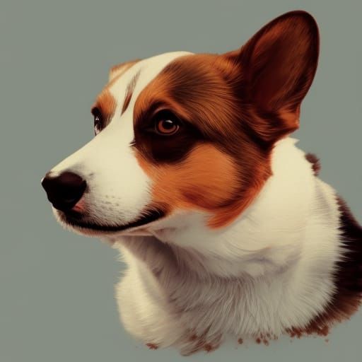 Hyperdetailed Corgi Portrait in Volumetric Lighting