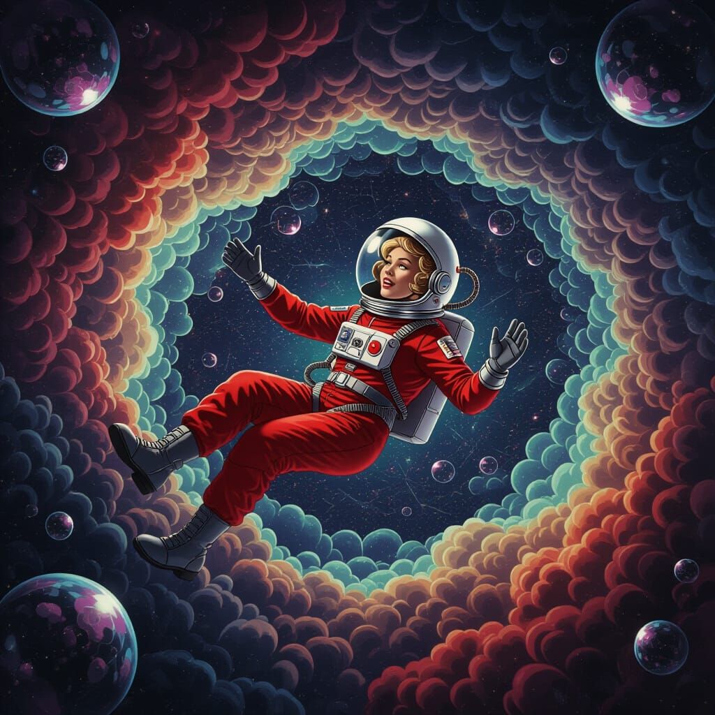 1960s Space Girl in Intergalactic Kaleidoscope