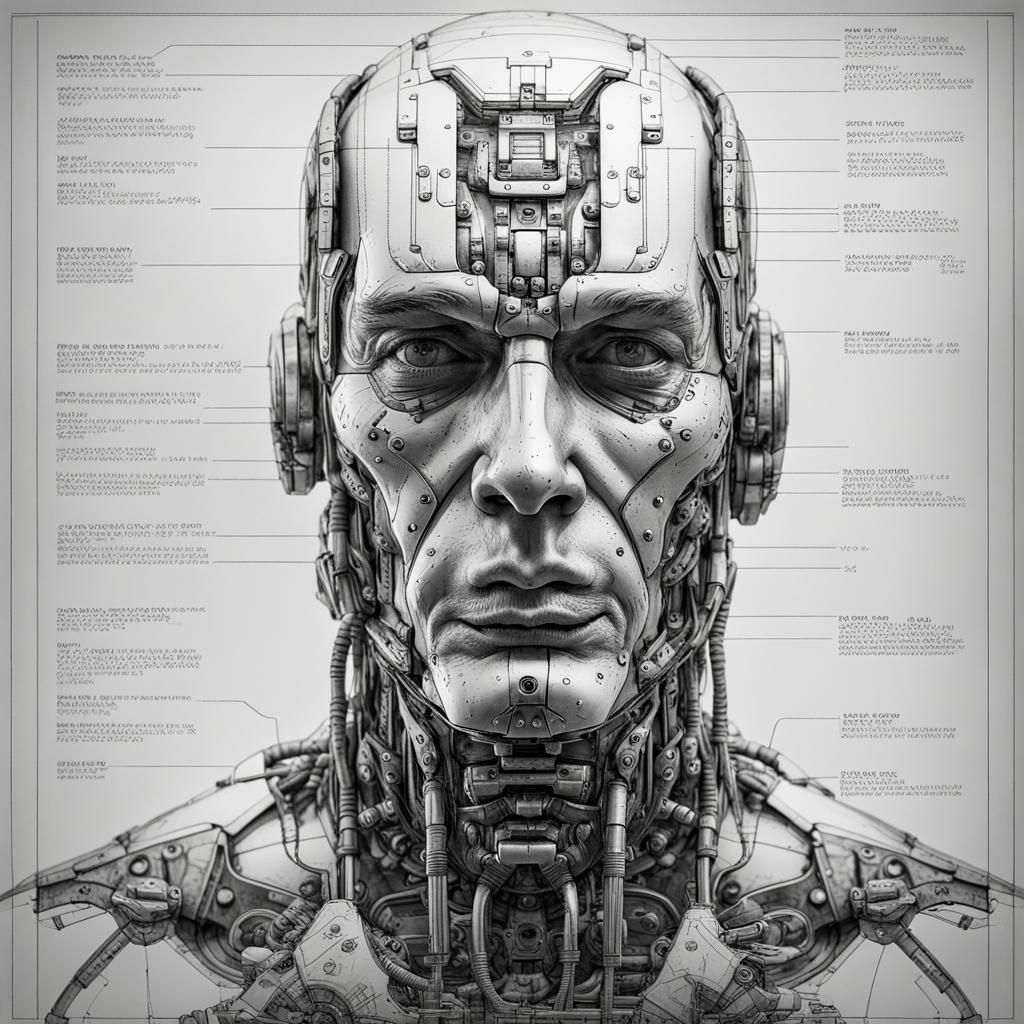 Intricate Cyborg Robot Portrait in Sci-Fi Style