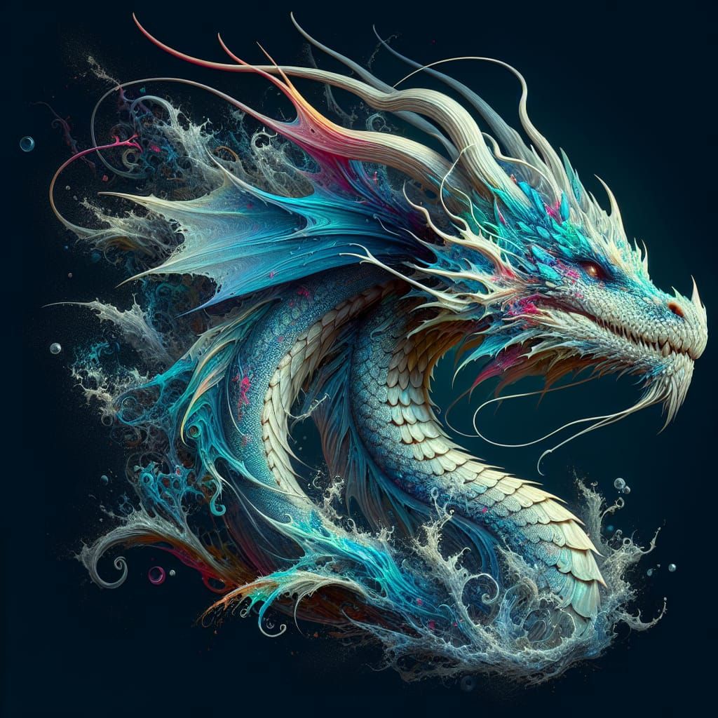 Detailed Water Dragon Concept Art in 8k Resolution