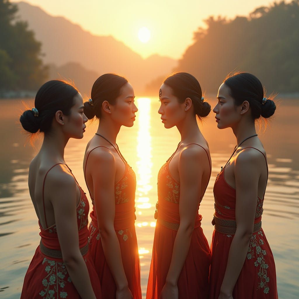Yao Women Paying Homage to the Sun in Ethereal Serenity