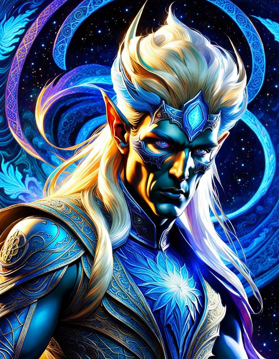 Elven Mage Spellbinder in Psychedelic Fractal Art