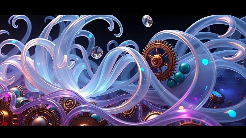 Biomorphic Steampunk Sound Waves in 3D