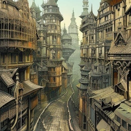 Budapest Castle Quarter Illustration in Gouache Style