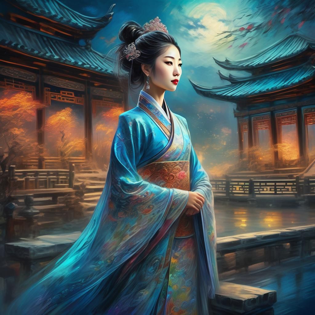 Chinese Princess at Wind Pagoda in Royo Style