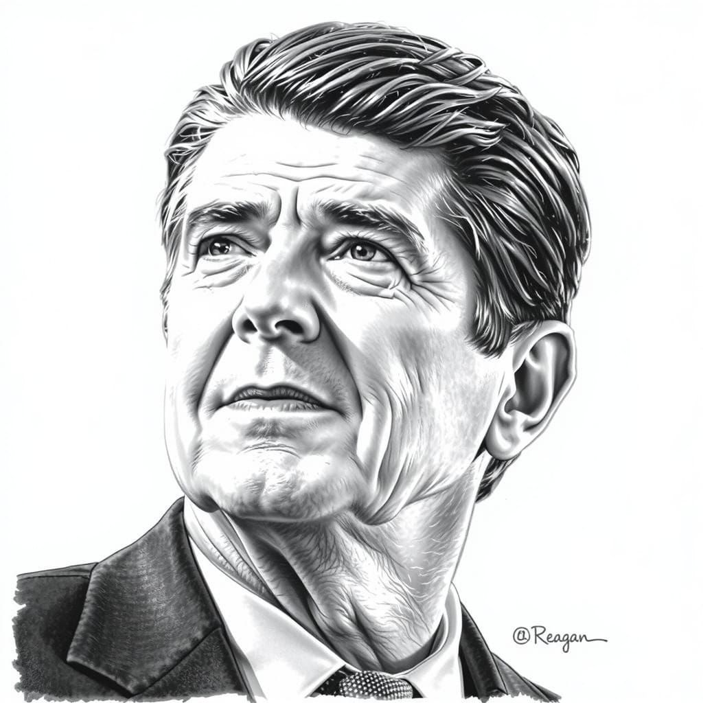 Detailed Pencil Portrait of Ronald Reagan