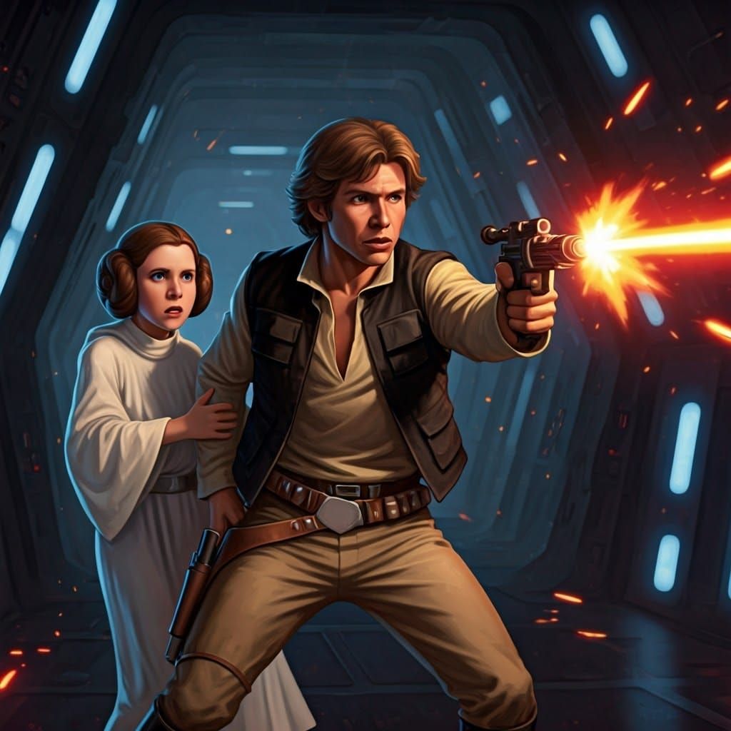 Han and Leia Escape the Death Star