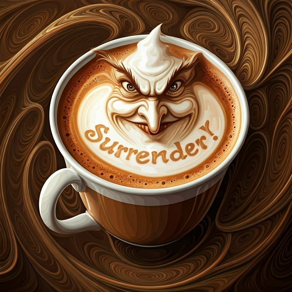 Wicked Witch Latte Art in Abstract Fractal Style