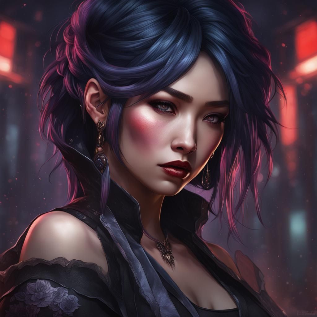 Modern Goth Vampire Portrait in 8k Resolution