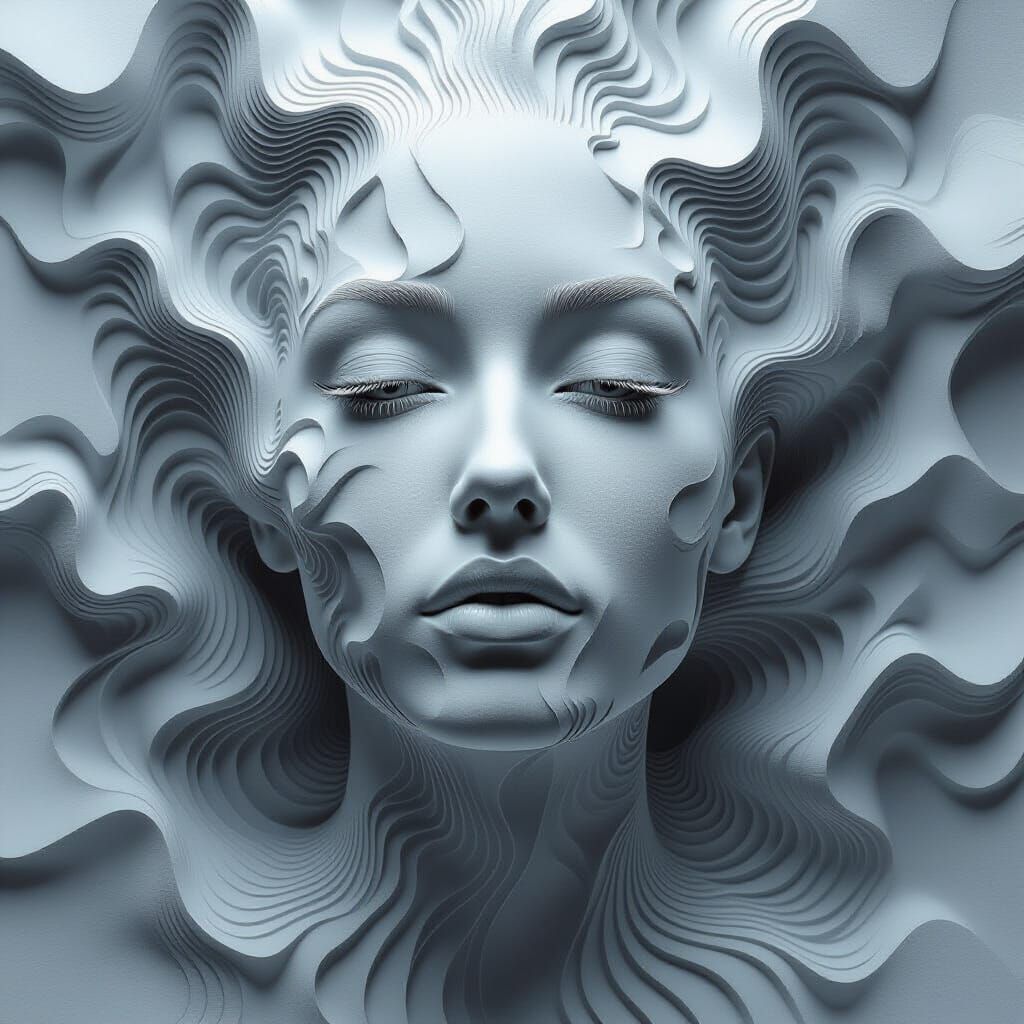 Surreal Futuristic Portrait with Optical Illusion Effect