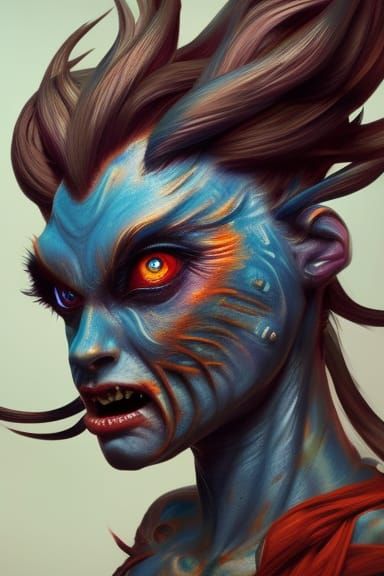 Blue-Skinned Rakshasa Portrait in Unreal Engine 5