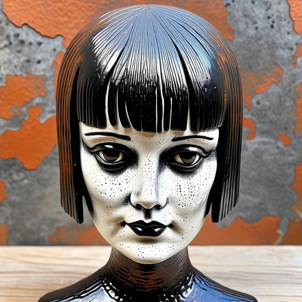 Bust of Louise Brooks in raku ceramic