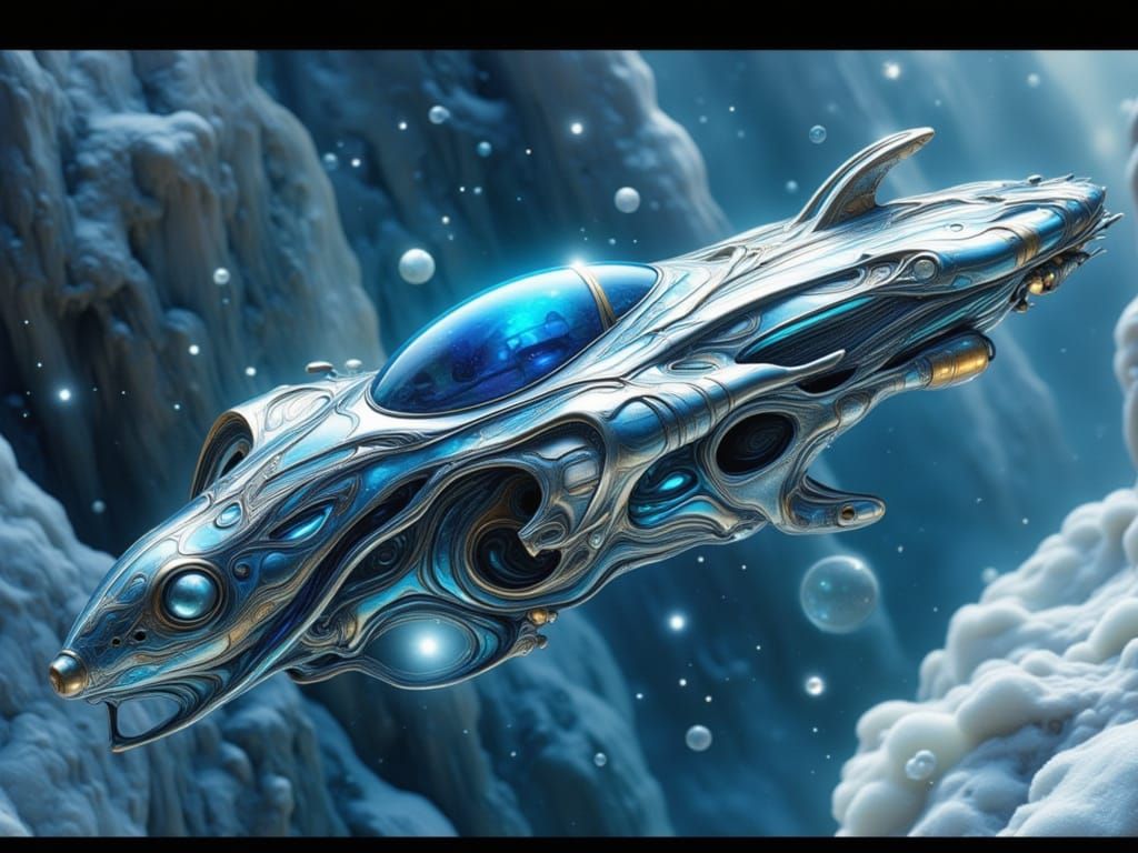 Luxury Feline Spaceship in Deep Space Cinematic Still
