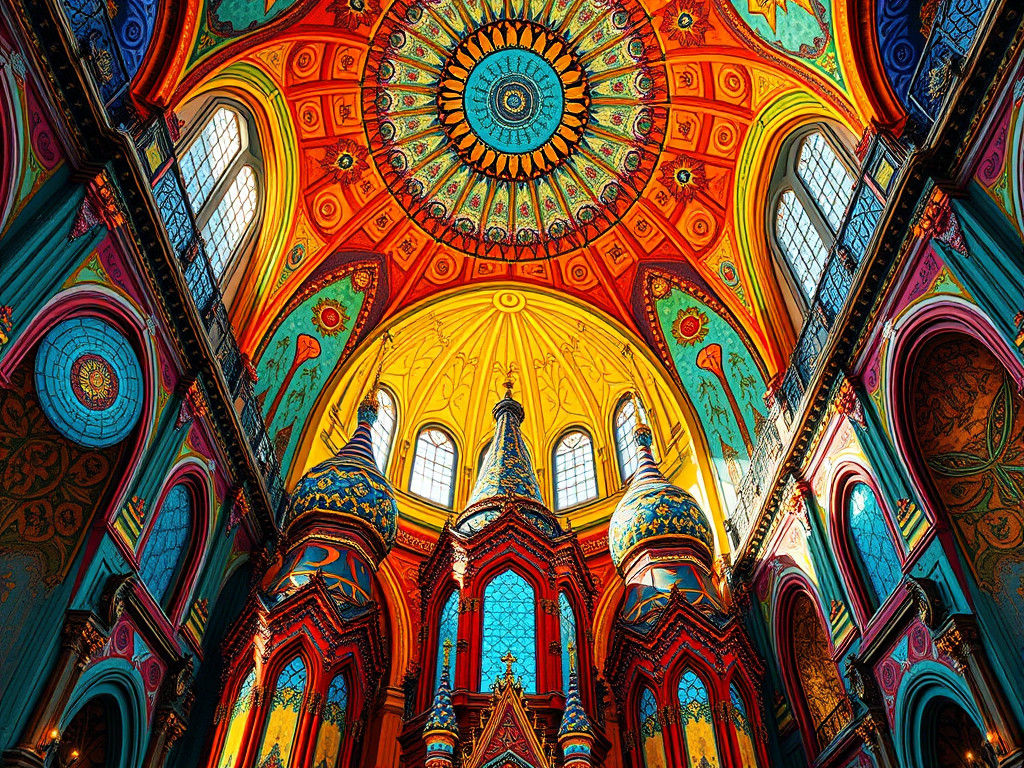 St. Basil's Cathedral Interior in Surrealist Style