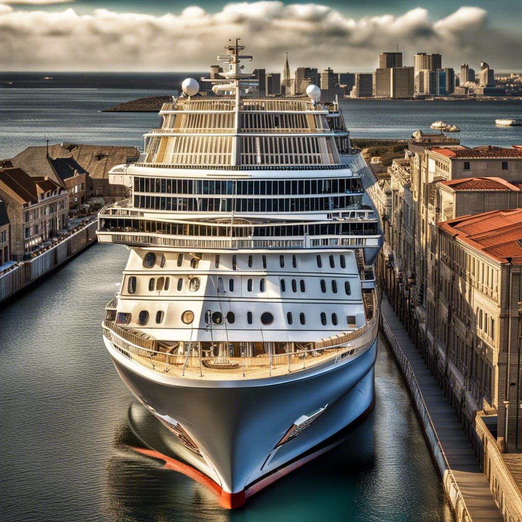 Colossal Cruise Ship Dominates Seaside Town