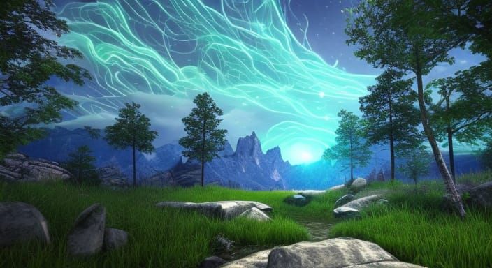 Cosmic River Landscape in 3D Game Style