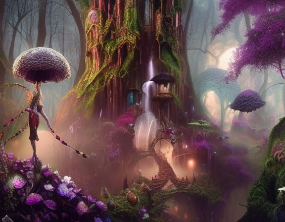 Futuristic Fairyland: An Enchanted Woodland in Ultra-Detaile...
