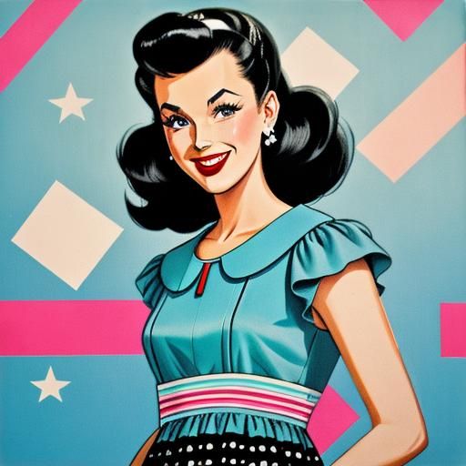 Girl in 80s Dress with 50s Aesthetic