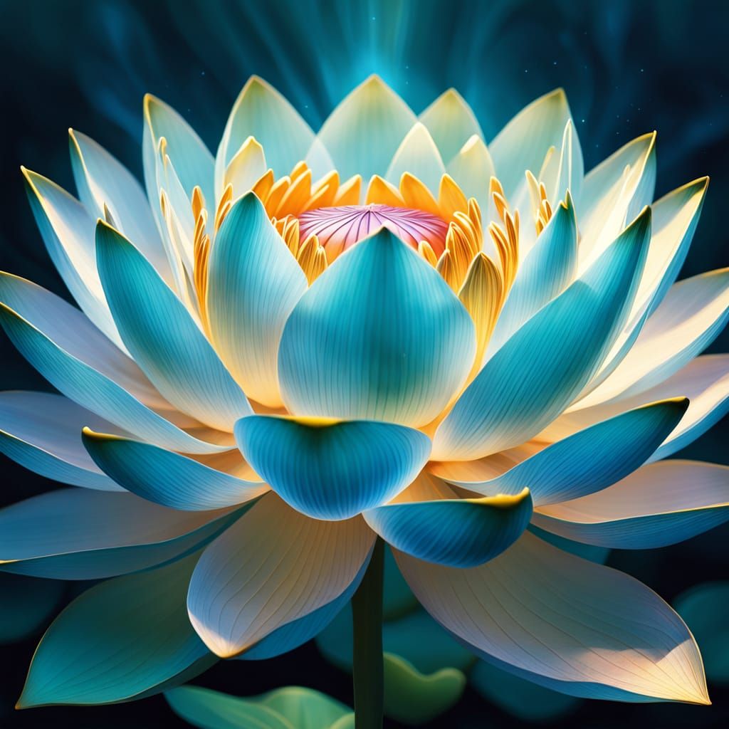 Surreal Lotus Blossoms in Vibrant Pastel Hues