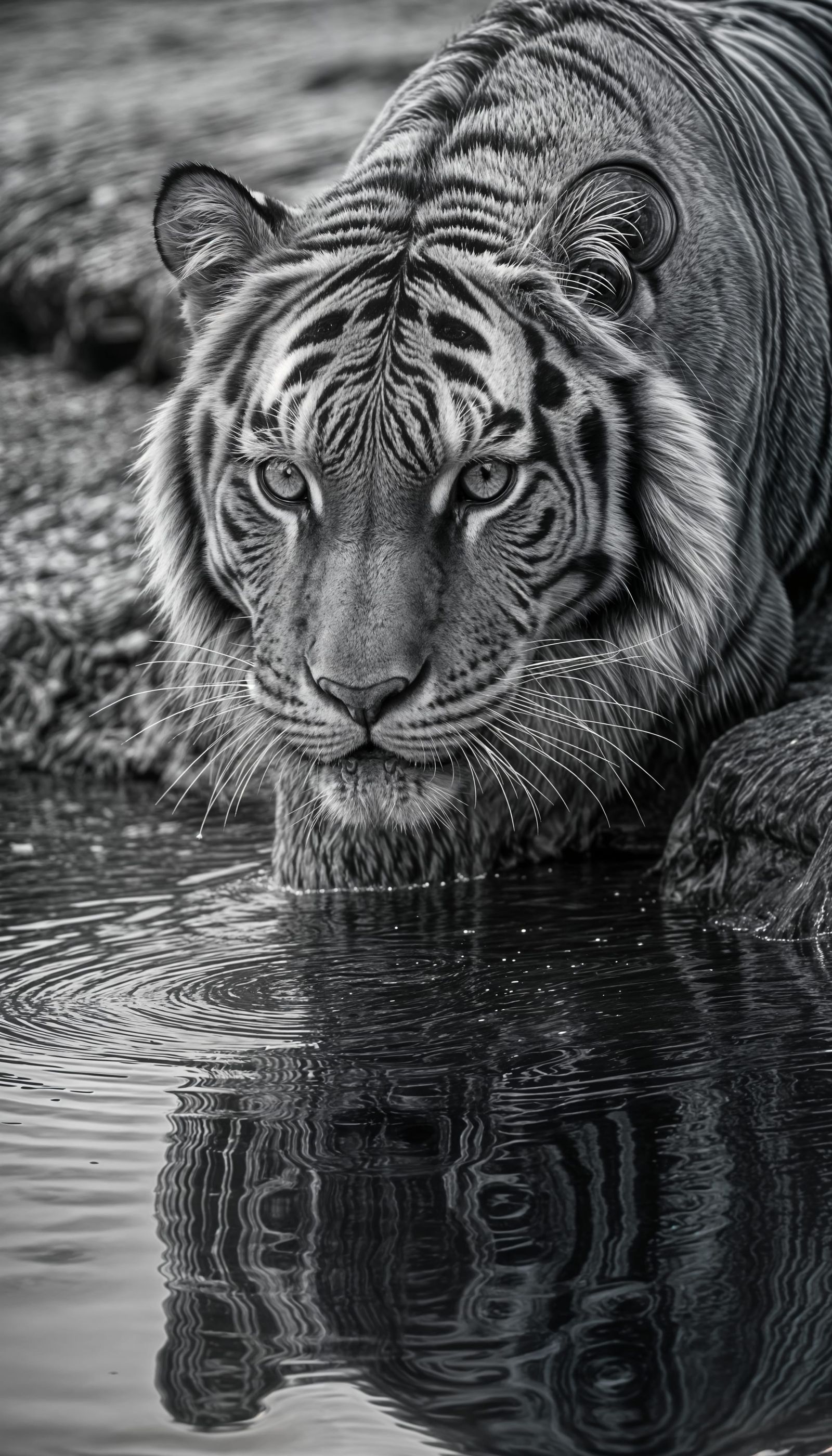 Majestic Tiger Portrait in Black and White