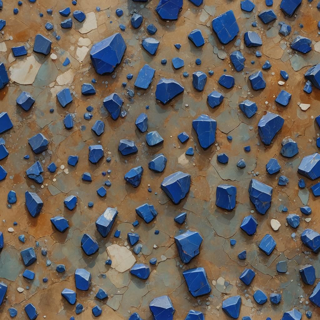 Lapis Lazuli Raw Form: Oil Painting