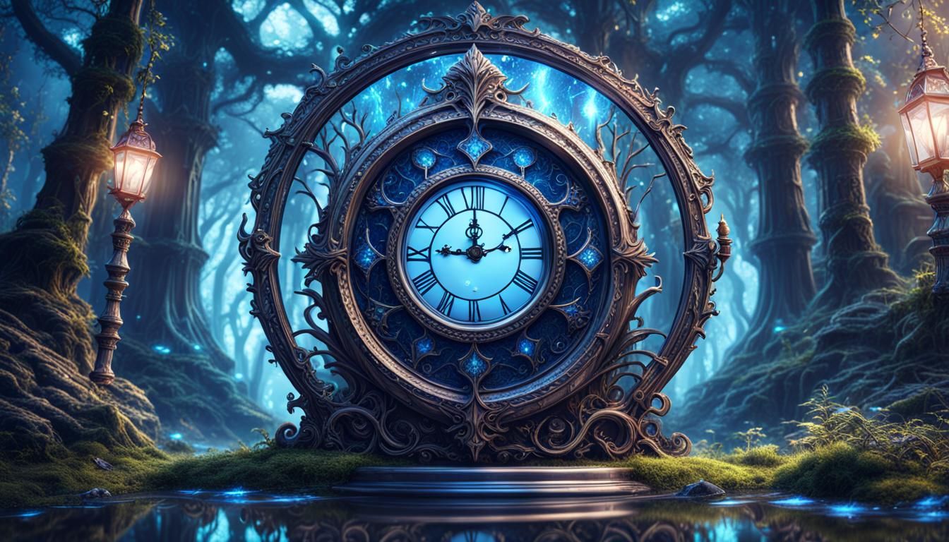 Ornate Magical Mirror in Enchanted Forest