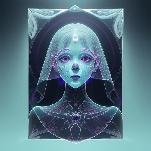 Symmetrical Portrait: Angel of Death in Stained Glass Style