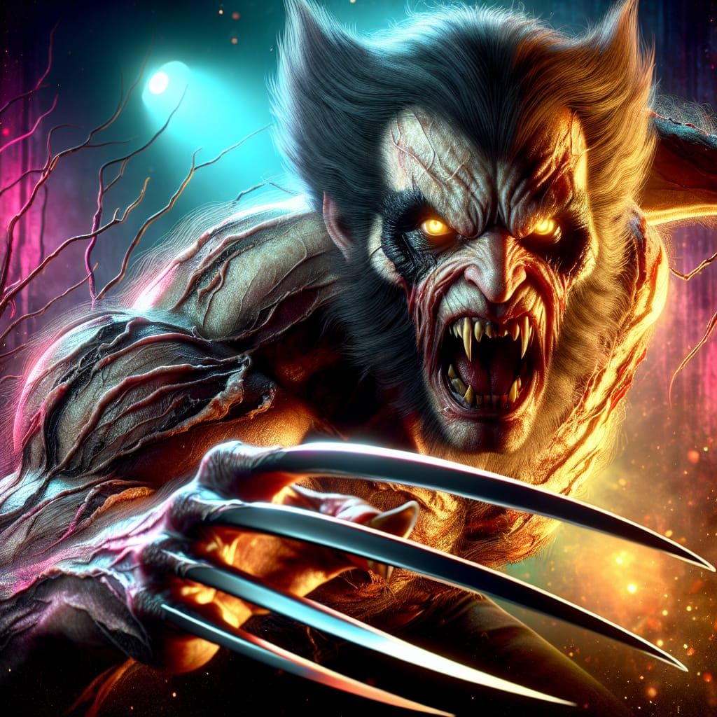 Ghastly Wolverine Attacks: Hyper-Photorealistic 3D Illustrat...