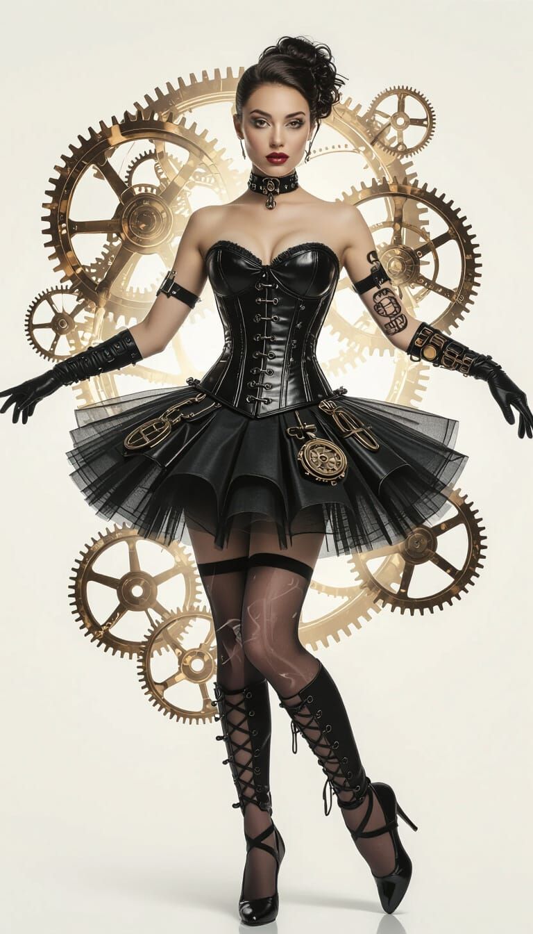 Steampunk Ballerina Double Exposure X-Ray Art
