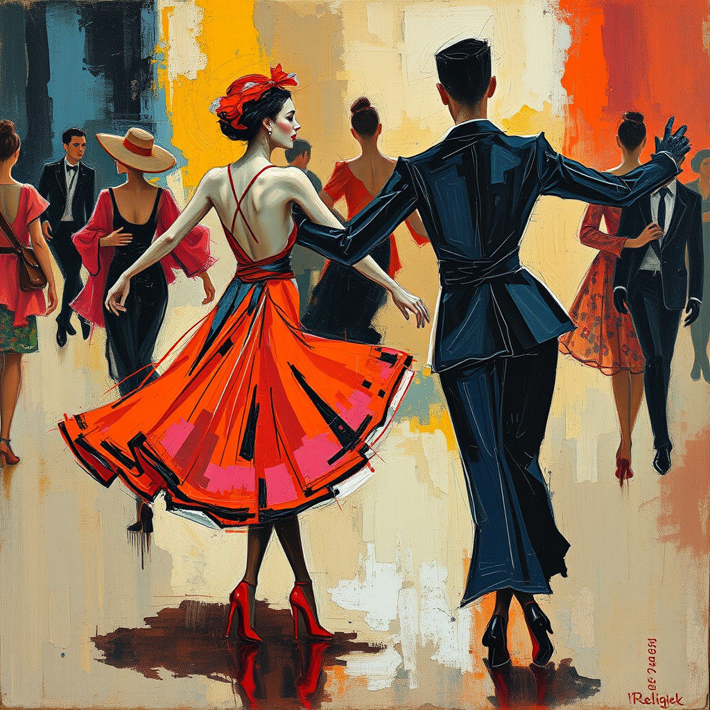 Abstract Expressionist Cabaret Dancers in Oil