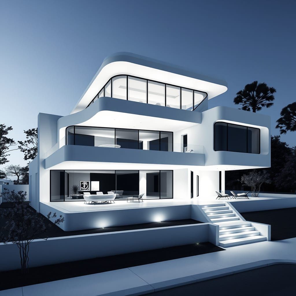 Futuristic Modern Home with Geometric Lines