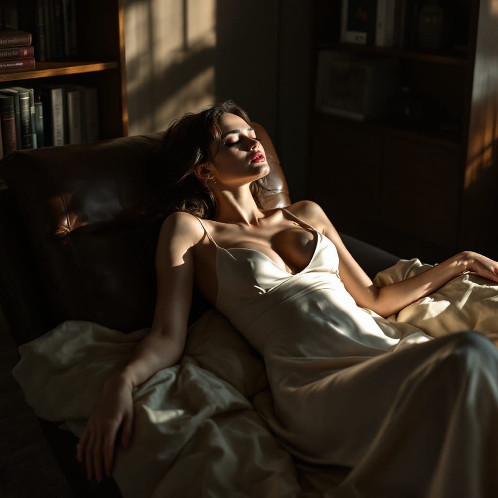 Elegant Model in 90s Tokyo Apartment, Fine Art Photography
