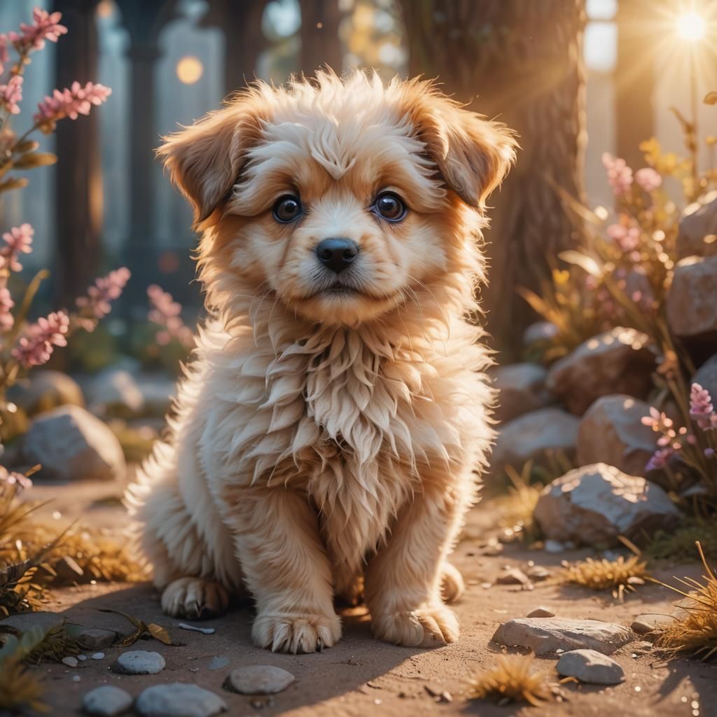 Cute Puppy Portrait in Fantasy Art Style