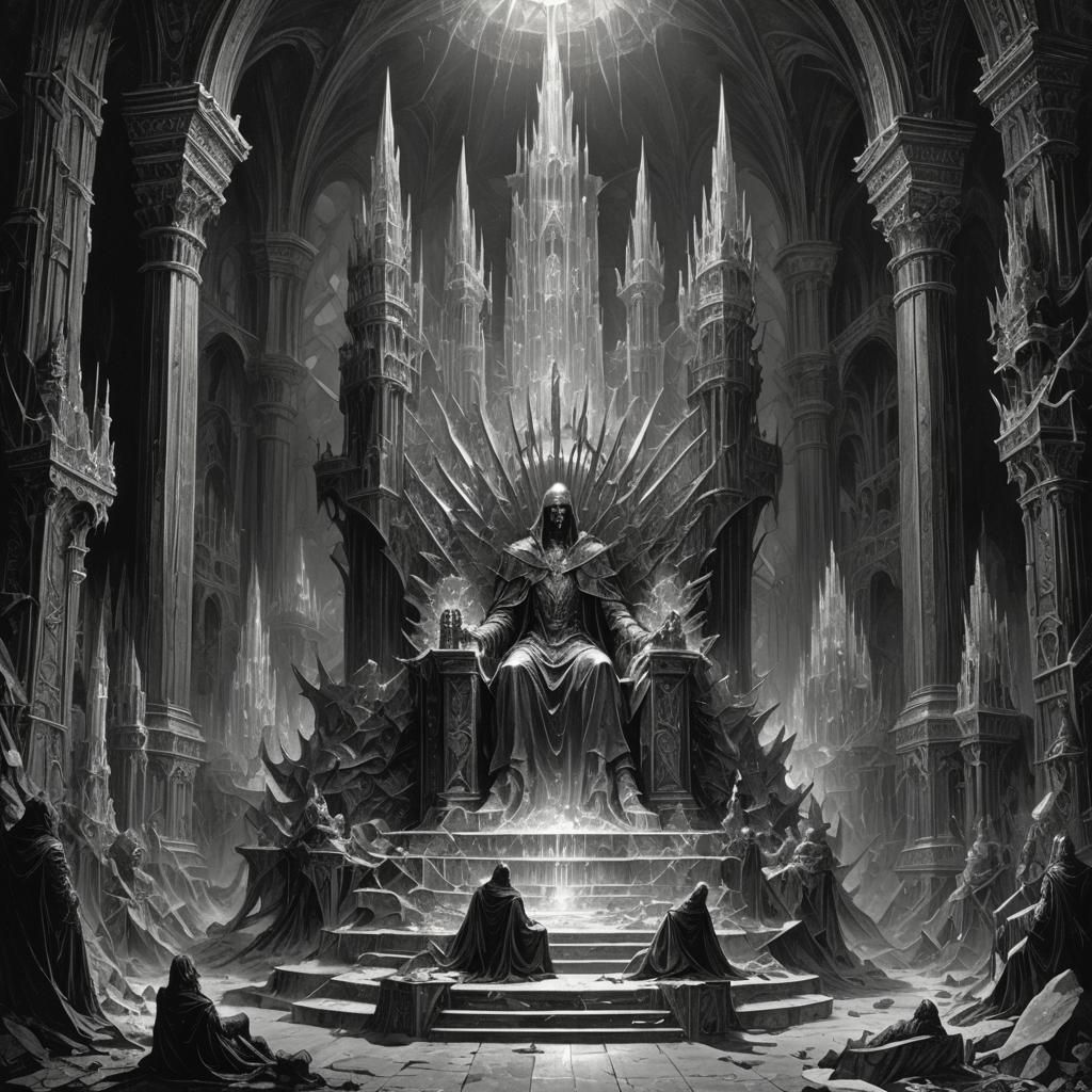 Crystal Throne in Crystal Castle: Horror Illustration
