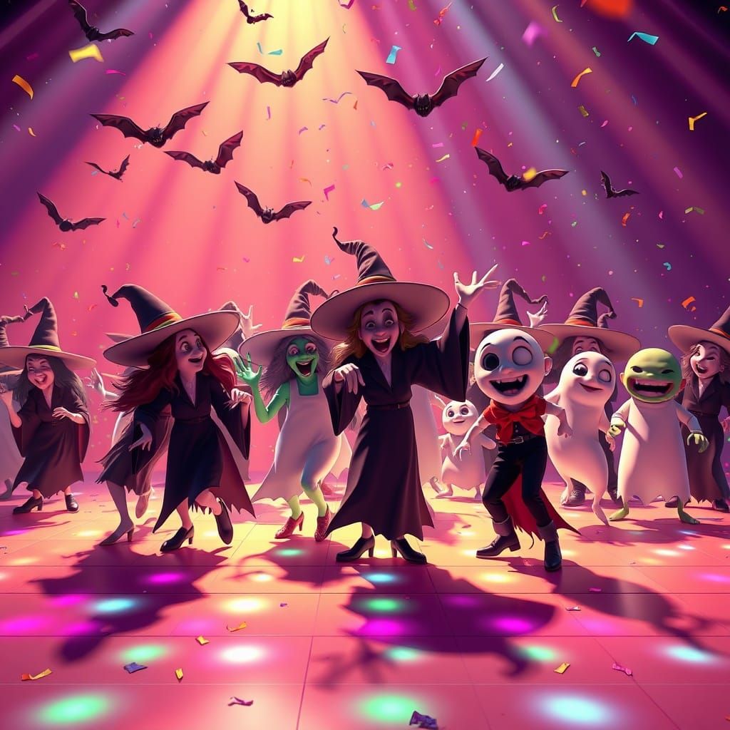 Spooky Creatures Celebrate New Year's Eve Dance Party