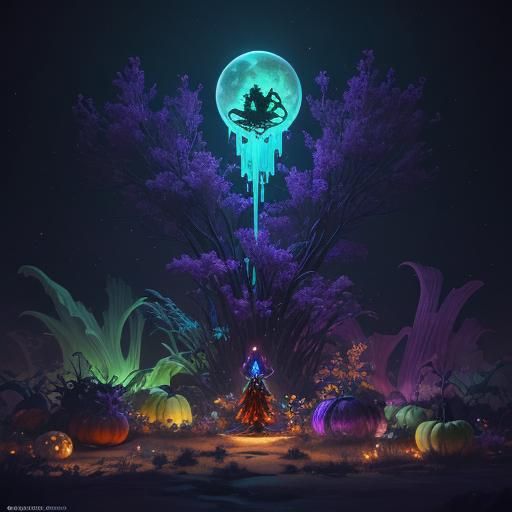 Ethereal Gourds in a Cosmic Fantasy Scene