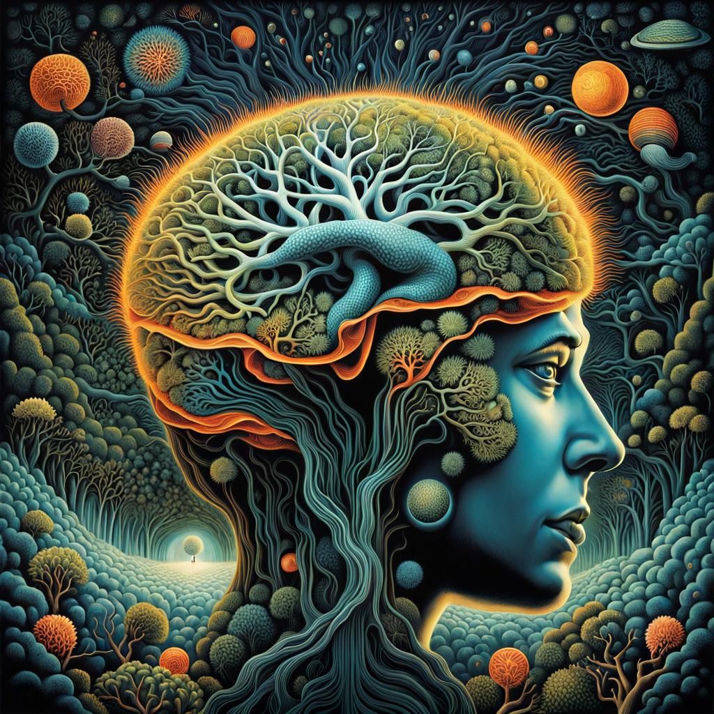 Surreal Illustration of Self-Awareness in Dreamlike Network