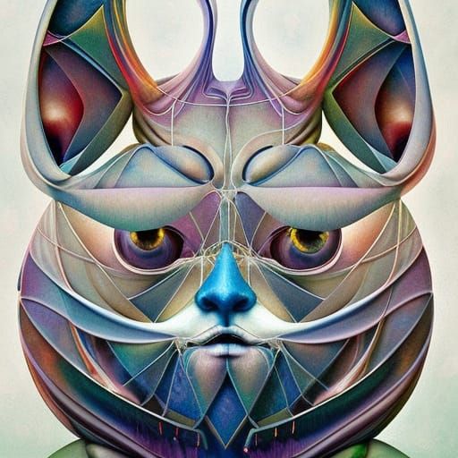 Robotic Neurotic Face with Fractal Iridescence