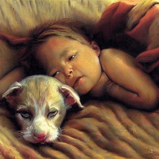 Longing for Nap Time: Oil Painting
