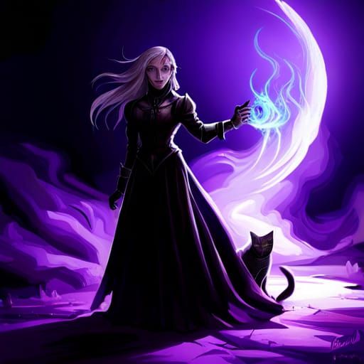 Gothic Metal Woman Mage Casting Spells