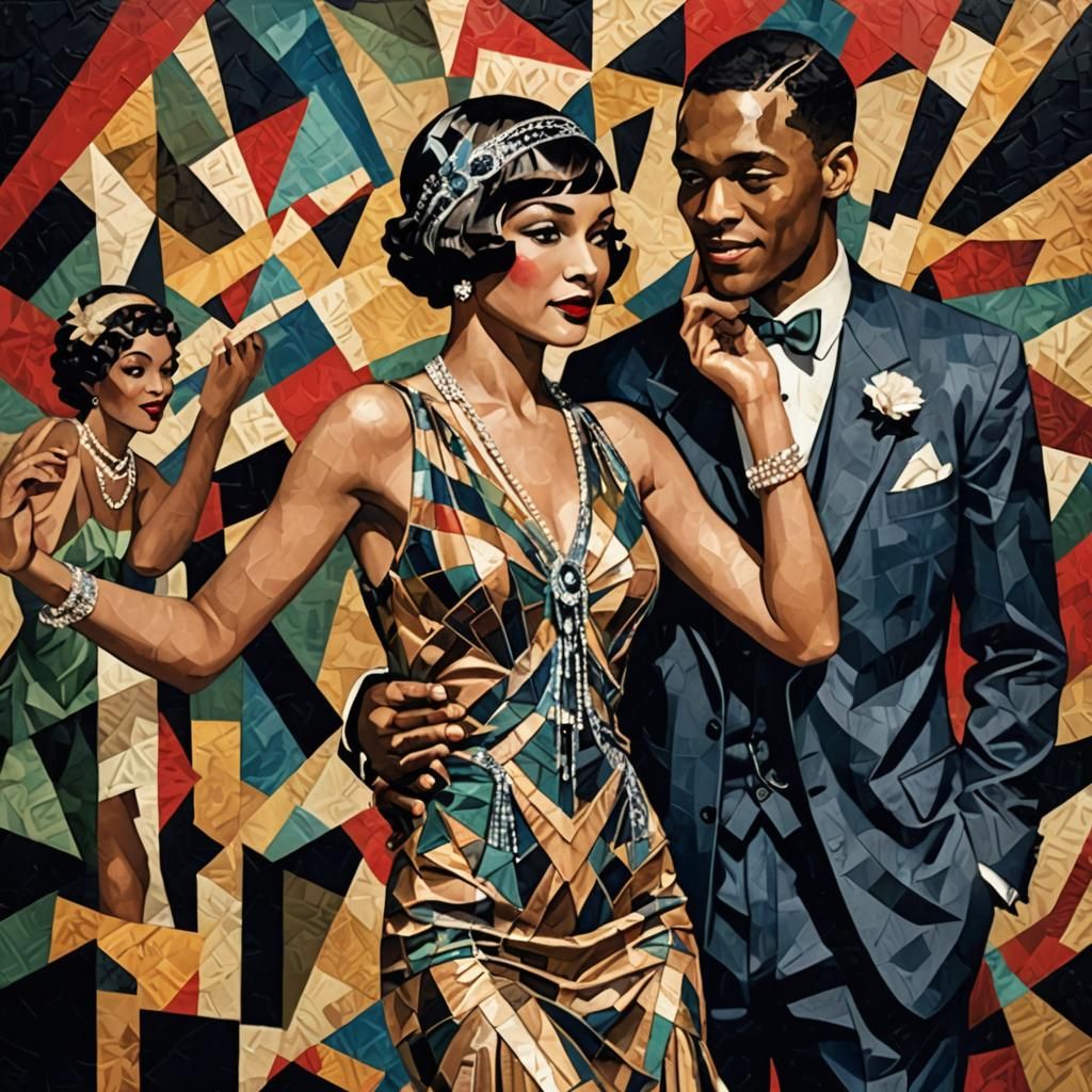 Harlem Renaissance Couple in Torn Paper Collage