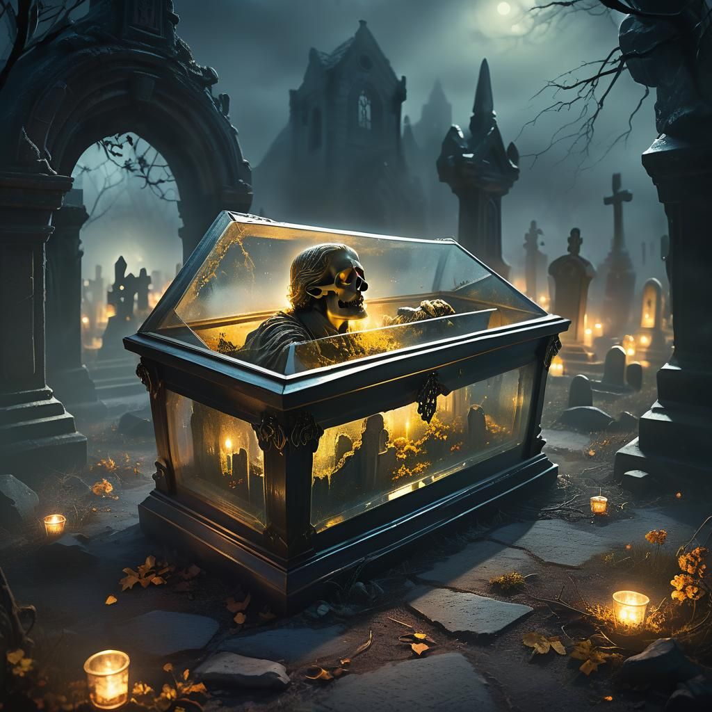 Tormented Soul in Glass Coffin: Fantasy Concept Art