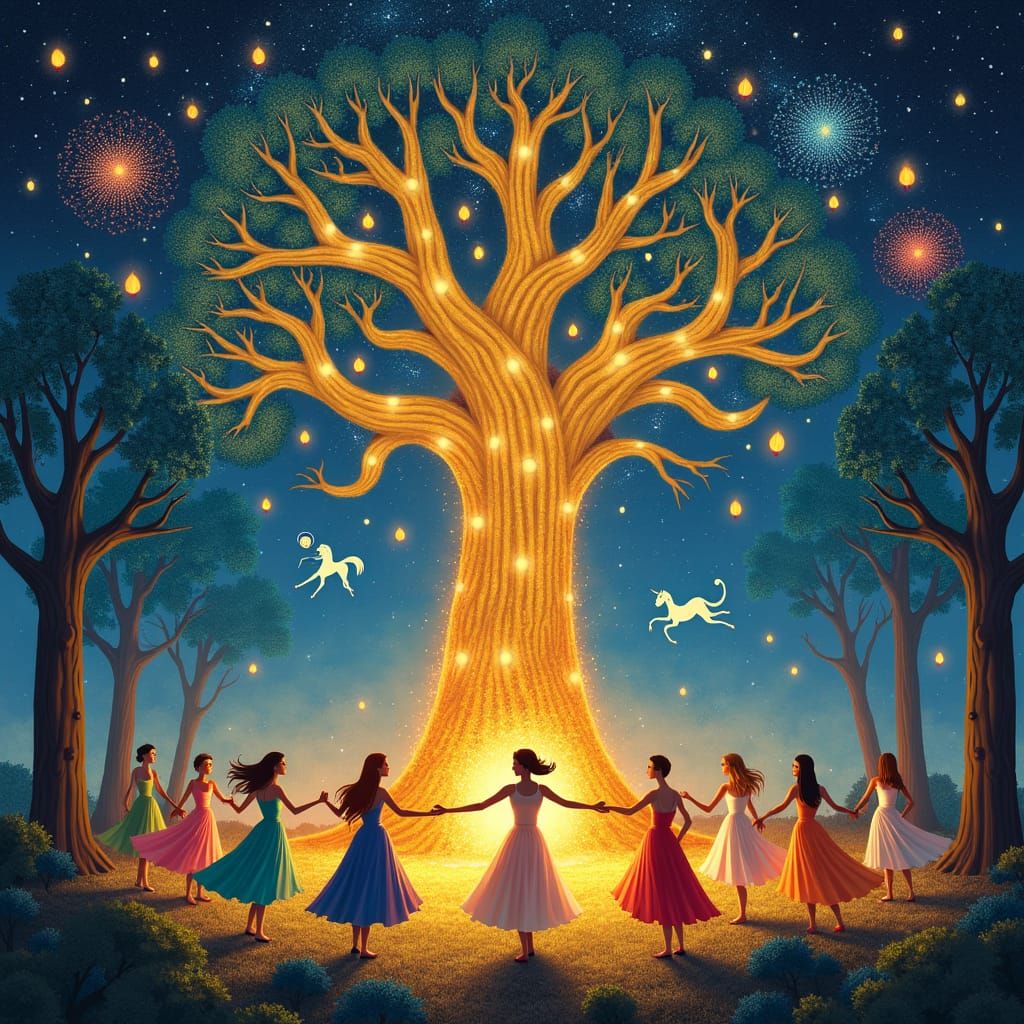 Enchanted Forest Celebration Under a Starry Sky