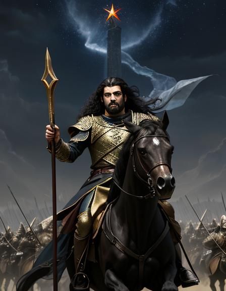 Epic Knight Charges into Battle: Digital Horror Art