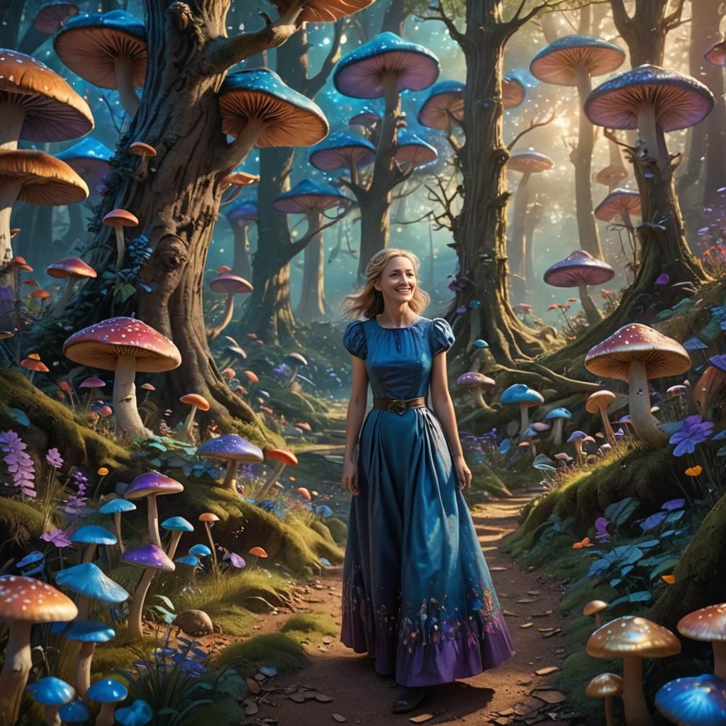 Alice in Whimsical Forest, Digital Matte Painting
