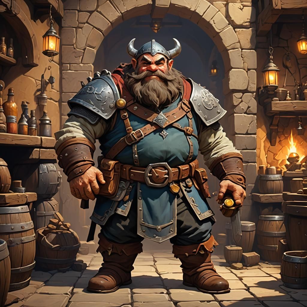 Dwarf Scholar in Tavern: Video Game Concept Art