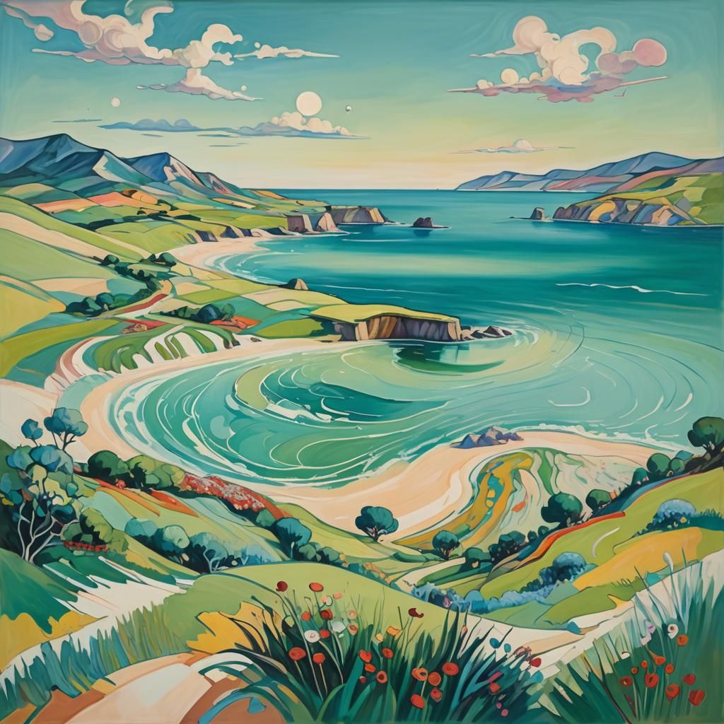 Surreal Dreamscape with Hovering Islands in Expressionist St...