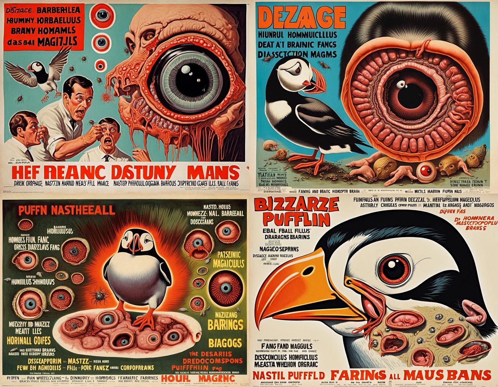 Decomposing Puffin Hybrid: 1960s Horror Movie Poster