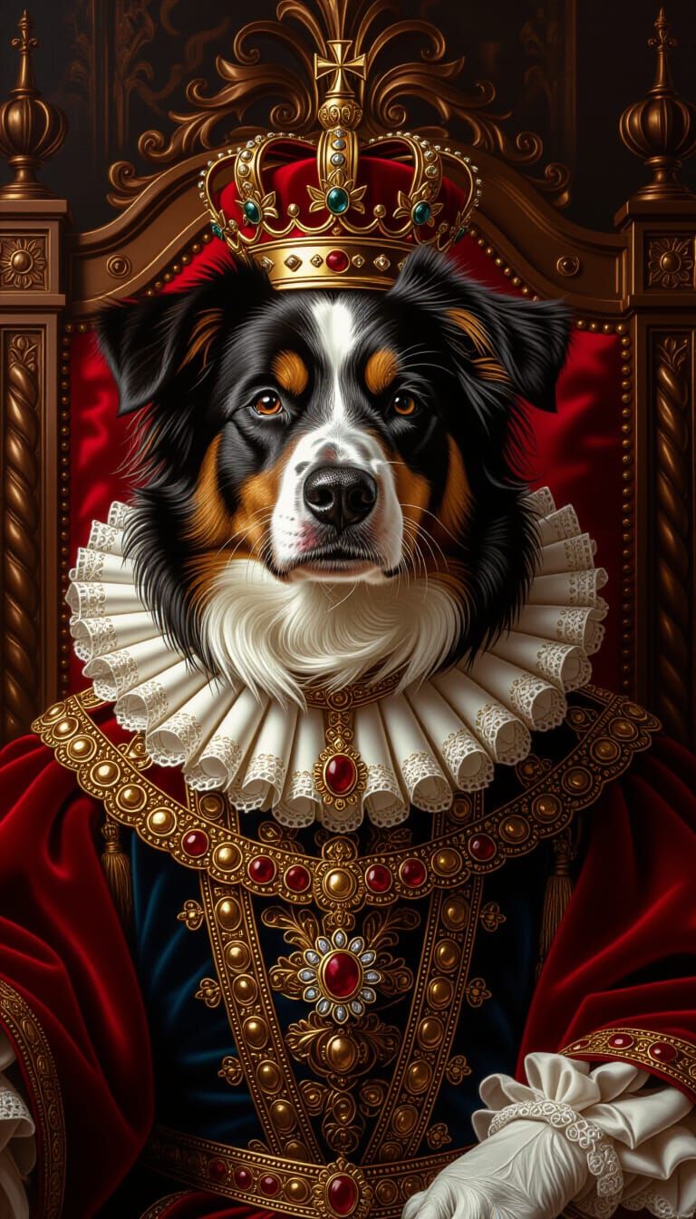 Regal Dog Portrait in Renaissance Style
