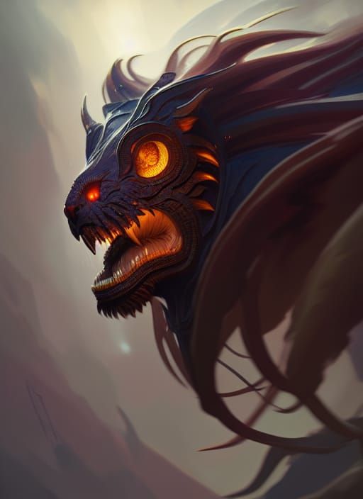 Manticore Portrait in Cosmic Horror Style